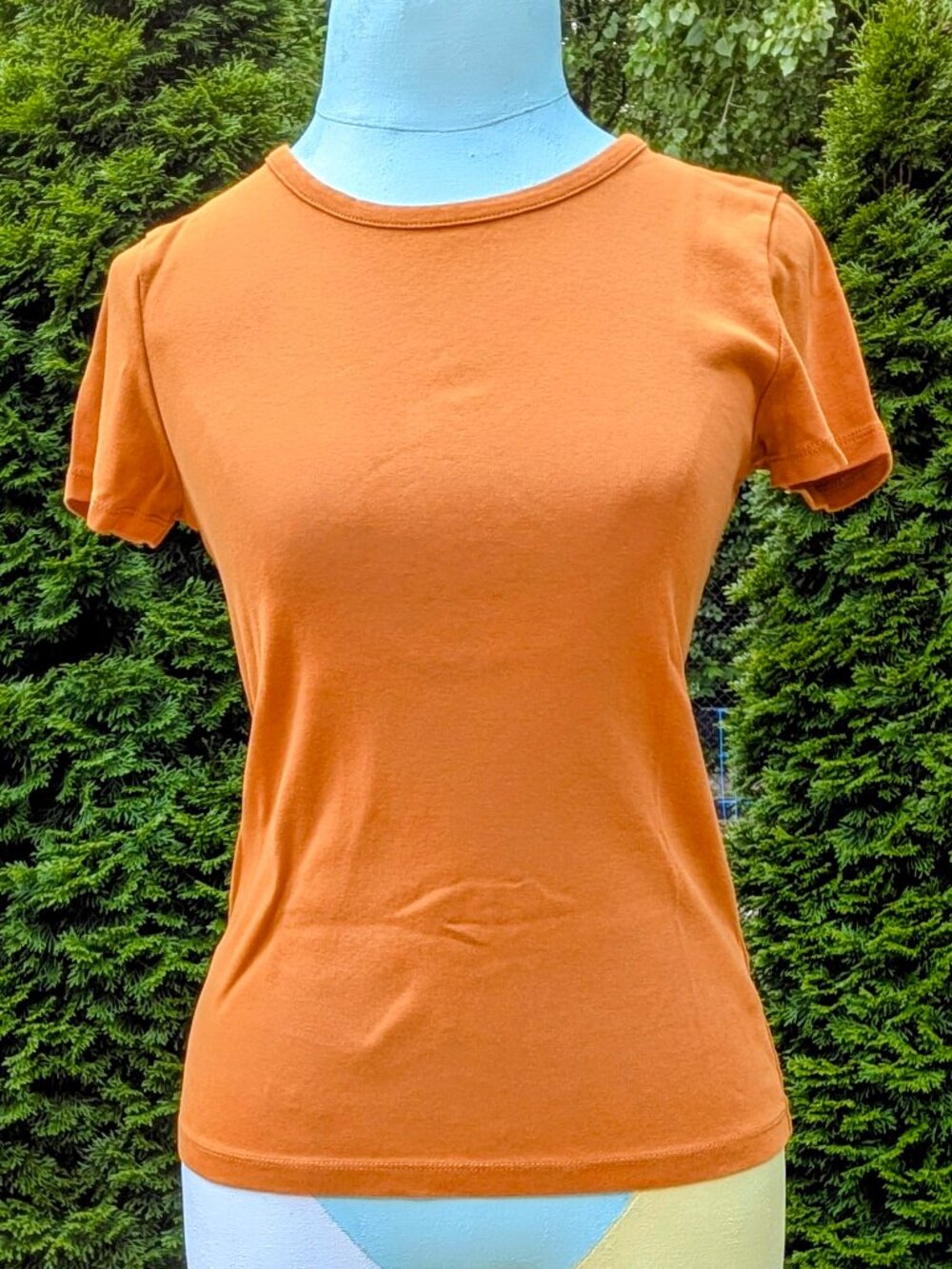 J Crew Fine Rib Cotton Tee - Burnt Orange/Rust Color - Size M